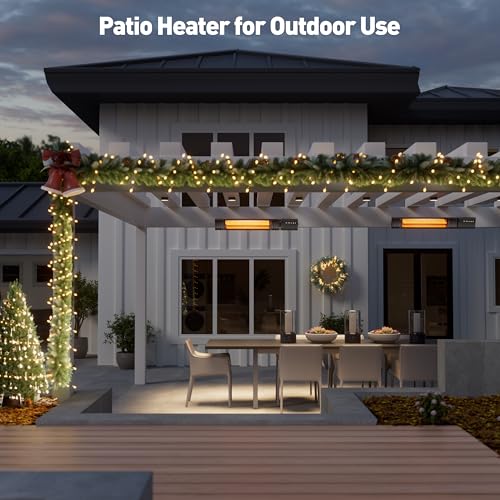 Infrarot Heizstrahler Terrasse 2000W, Deckenheizung, Decken-Heizstrahler Outdoor mit 9-Wärmestufen, Timer 24H, 1s Heizung Kohlenstofffaser-Rohr-Heizung, Terrassenstrahler für Pavillon, Balkon – Bild 8