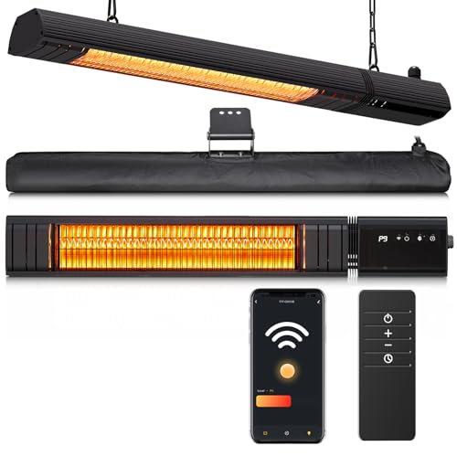 Infrarot Heizstrahler Terrasse 2000W, Deckenheizung, Decken-Heizstrahler Outdoor mit 9-Wärmestufen, Timer 24H, 1s Heizung Kohlenstofffaser-Rohr-Heizung, Terrassenstrahler für Pavillon, Balkon – Bild 9