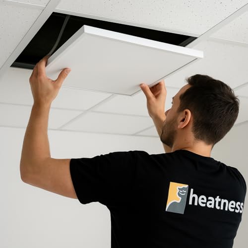 heatness - Rasterdeckenheizung 62,5x62,5 cm mit Einlegerahmen – Infrarotheizung für Odenwalddecken – energieeffiziente Deckenheizung für Büro, Praxis & Wohnräume – Bild 4