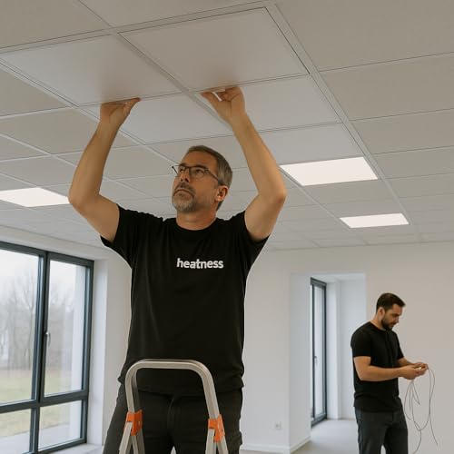 heatness - Rasterdeckenheizung 62,5x62,5 cm mit Einlegerahmen – Infrarotheizung für Odenwalddecken – energieeffiziente Deckenheizung für Büro, Praxis & Wohnräume – Bild 6