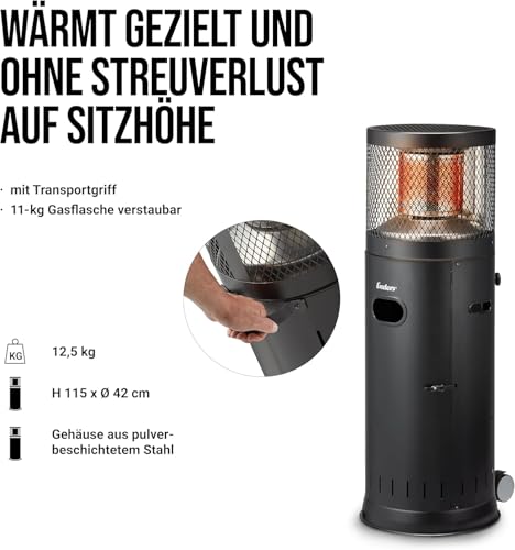 Enders Polo 2.0 Gas Terrassenstrahler | Heizstrahler für Terrasse, Garten, Camping, Outdoor mit Umkippsicherung inkl. Sturmfeuerzeug & Gasflaschen-Schlüssel – Bild 3