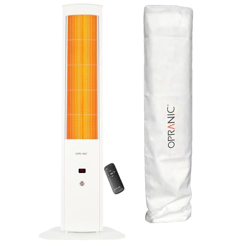 OPRANIC THOR S70 - Infrarot Heizstrahler mit Standfuß, 2300W, 5 Heizstufen, Timer, Fernbedienung, IP65, Terrasse, Balkon, Außen (Wolkenweiß Haube)