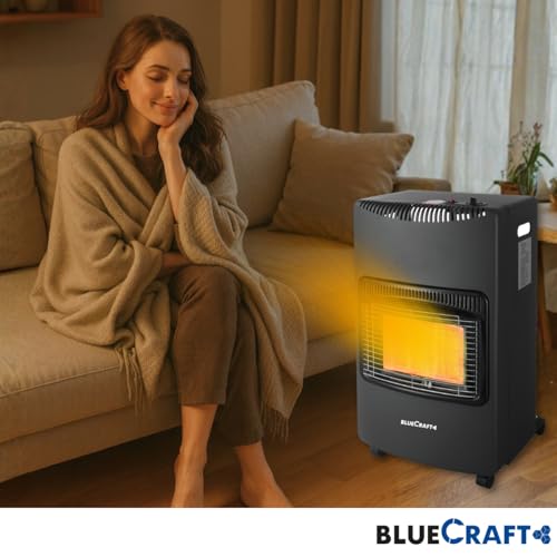 Bluecraft Gas-Ofen Heizofen in PREMIUM QUALITÄT Gasheizer Infrarot Heizstrahler Notofen 4,2 kW | Camping-Heizung mit Gasregler, Gasschlauch, GF-Schlüssel, 11kg Gasflasche gefüllt – Bild 3