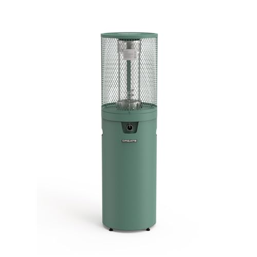 CREATE/FIRE ROUND HEATER/Gasheizer für Terrassen und Außenbereiche Salbeigrün/Elektrische Zündung, einstellbare Flamme, Sicherheitssystem, Außenbereich, widerstandsfähige Materialien, 8 kW