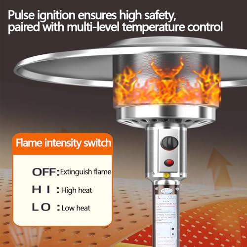 13KW Gas Heizpilz Gasheizstrahler für den Außenbereich,Gas-Propangas-Standheizung, mit Rädern,Umkippsicherung und Abschaltautomatik – Bild 5