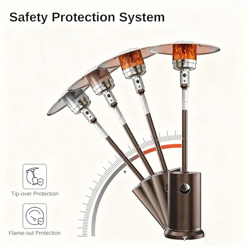 13KW Gas Heizpilz Gasheizstrahler für den Außenbereich,Gas-Propangas-Standheizung, mit Rädern,Umkippsicherung und Abschaltautomatik – Bild 7