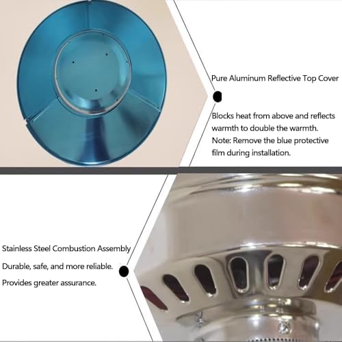 Gas Heizpilz Gasheizstrahler Außenbereich mit doppelschichtigem Edelstahlbrenner,Runden Tisch und Rädern,Umkippsicherung und Abschaltautomatik,für Garage,Camping,Wandern,Picknick – Bild 6