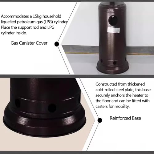 Gas Heizpilz Gasheizstrahler Außenbereich mit doppelschichtigem Edelstahlbrenner,Runden Tisch und Rädern,Umkippsicherung und Abschaltautomatik,für Garage,Camping,Wandern,Picknick – Bild 7