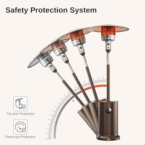 Gas Heizpilz Gasheizstrahler mit Umkippsicherung & Abschaltautomatik,Outdoor Terrassenheizer für Balkon & Garten,mit Transportrollen – Bild 5