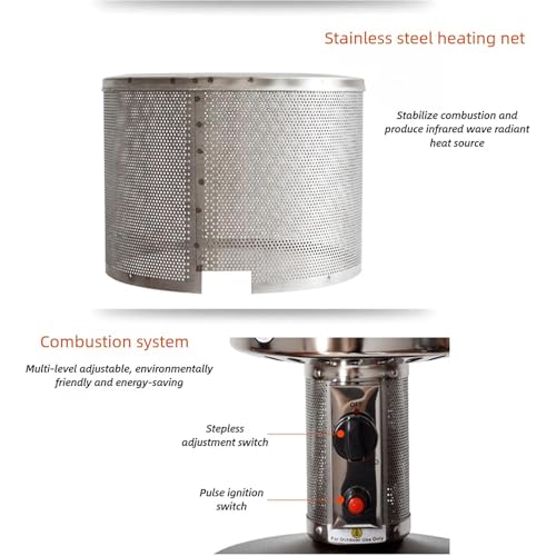 Gas Heizpilz Gasheizstrahler mit Umkippsicherung & Abschaltautomatik,Outdoor Terrassenheizer für Balkon & Garten,mit Transportrollen – Bild 7