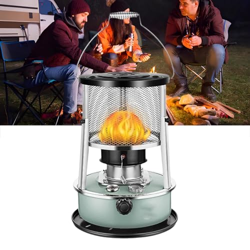 Hocheffizienter Petroleumofen for Den Innenbereich, 9000 Btu, Tragbarer Heizstrahler for Zuhause, Garage, Keller Und Camping(Green)