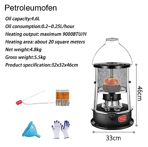 Hocheffizienter Petroleumofen for Den Innenbereich, 9000 Btu, Tragbarer Heizstrahler for Zuhause, Garage, Keller Und Camping(Green) – Bild 3