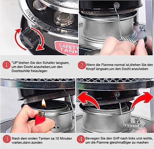 Hocheffizienter Petroleumofen for Den Innenbereich, 9000 Btu, Tragbarer Heizstrahler for Zuhause, Garage, Keller Und Camping(Green) – Bild 7