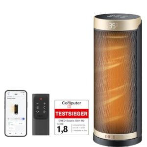 Dreo 2000W Smart Heizlüfter fürs Schlafzimmer, 16 Zoll Tragbarer Heizstrahler mit 70° Oszillation, Thermostat & Fernbedienung, 3 Modi, 3 Geschwindigkeiten, 12h Timer Elektroheizung für Räume
