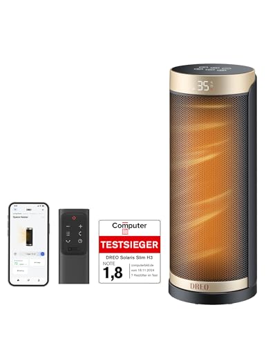 Dreo 2000W Smart Heizlüfter fürs Schlafzimmer, 16 Zoll Tragbarer Heizstrahler mit 70° Oszillation, Thermostat & Fernbedienung, 3 Modi, 3 Geschwindigkeiten, 12h Timer Elektroheizung für Räume