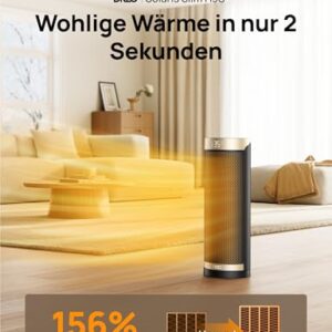 Alternative view of Dreo 2000W Smart Heizlüfter fürs Schlafzimmer, 16 Zoll Tragbarer Heizstrahler mit 70° Oszillation, Thermostat & Fernbedienung, 3 Modi, 3 Geschwindigkeiten, 12h Timer Elektroheizung für Räume