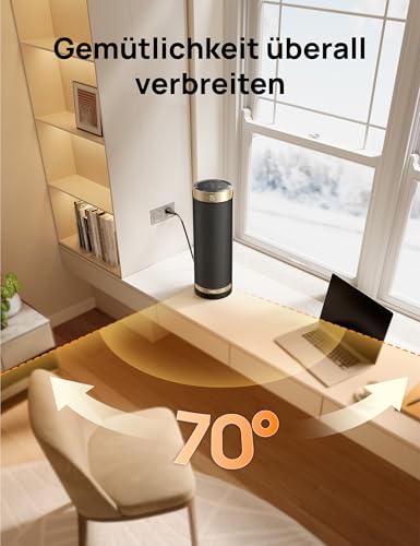 Dreo 2000W Smart Heizlüfter fürs Schlafzimmer, 16 Zoll Tragbarer Heizstrahler mit 70° Oszillation, Thermostat & Fernbedienung, 3 Modi, 3 Geschwindigkeiten, 12h Timer Elektroheizung für Räume – Bild 5