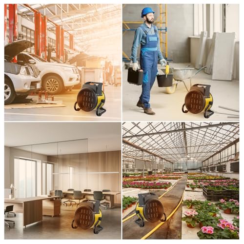 DAHTEC Heizlüfter 2000 Watt Keramik Heizstrahler Elektroheizer Bauheizer Bautrockner mit Thermostat Heizgerät mit 3 Heizstufen für Baustellen, Hausgebrauch, Werkstatt,Garage – Bild 7