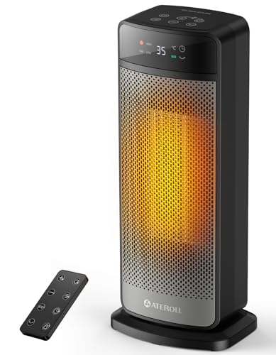 Ateroll Heizlüfter Energiesparend, PTC 2000W Keramik Heizung mit Fernbedienung, 70° Oszillierend, ECO-Modus, 24H Timer, 16 Zoll Elektroheizung für Räume, Überhitzungs-Kippschutz