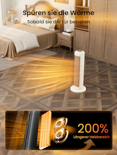 AIRMATE Heizlüfter Energiesparend, 63cm Keramik Heizlüfter Leise, 80° Oszillierend Heizung mit Fernbedienung und Thermostat, 3 Modu, ECO, 24H Timer, 2000W Space Heater, Überhitzungs-Kippschutz – Bild 6