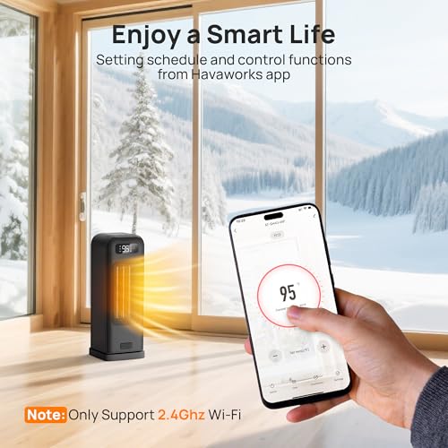 FLANUR Heizlüfter Energiesparend, 1500W Tragbare Keramik Heizlüfter, 12-Std-Timer, 70° Oszillierend, Überhitzungs-Kippschutz, Alexa & Google Assistant Elektroheizung, Schwarz, 1 Pack 4 Modi – Bild 2