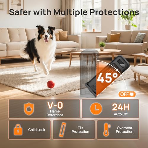 FLANUR Heizlüfter Energiesparend, 1500W Tragbare Keramik Heizlüfter, 12-Std-Timer, 70° Oszillierend, Überhitzungs-Kippschutz, Alexa & Google Assistant Elektroheizung, Schwarz, 1 Pack 4 Modi – Bild 7