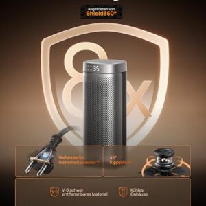 Alternative view of Dreo 16 Inch Electric Heater, Energy Efficient Space Heaters with Thermostat, 70° Oscillating Remote Control 3 Mode Tip-over & Overheat Protection, Silent Ceramic Fan Heater for Home