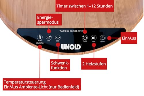 Unold 86545 Heizlüftertisch Henry, Keramik Heizlüfter – Leistungsstarke 2.000 W Raumheizung mit Touch-Panel-Display, Timerfunktion und Fernbedienung, ideal für Innenräume wie Büro und Zuhause – Bild 3