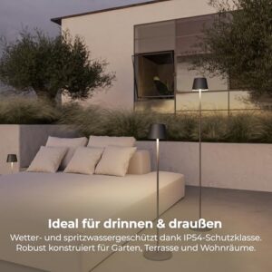 Alternative view of YAVA kabellose LED Stehleuchte (Akku, Touch-Dimmung) – höhenverstellbar 50 – 130 cm, warmweiß 2700 K, bis 10 Std. Laufzeit, IP54 wetterfest – Indoor & Outdoor