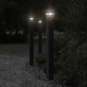 Alternative view of vidaXL Wegeleuchten mit Steckdose 3 Stk., Wegeleuchte mit IP44-Schutzart, Außenleuchte mit Diffusor, Standleuchte Gartenlampe, Schwarz Aluminium