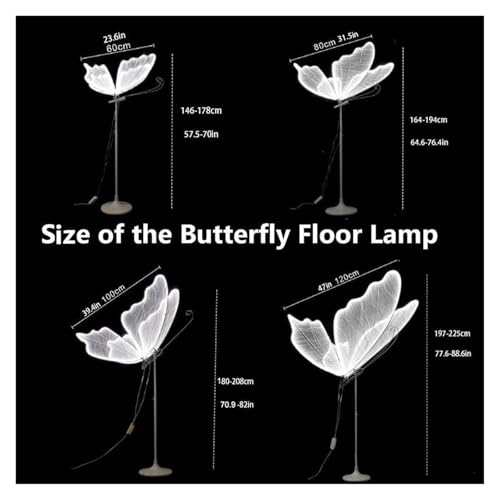 HIFRQVVC Hochzeit Schmetterlinge LED Bodenlicht Stehleuchte und Deckenleuchte Schmetterling für Hochzeit, 2 Stück, warmes weißes Licht, 60-120 cm (Weiß, 120 cm) – Bild 4