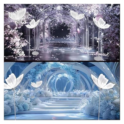 HIFRQVVC Hochzeit Schmetterlinge LED Bodenlicht Stehleuchte und Deckenleuchte Schmetterling für Hochzeit, 2 Stück, warmes weißes Licht, 60-120 cm (Weiß, 120 cm) – Bild 6