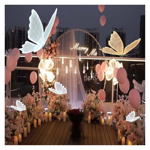 HIFRQVVC Hochzeit Schmetterlinge LED Bodenlicht Stehleuchte und Deckenleuchte Schmetterling für Hochzeit, 2 Stück, warmes weißes Licht, 60-120 cm (Weiß, 120 cm) – Bild 7
