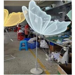 HIFRQVVC Hochzeit Schmetterlinge LED Bodenlicht Stehleuchte Schmetterling für Hochzeit (2 Stück), 60 – 120 cm (Weiß, 100 cm)