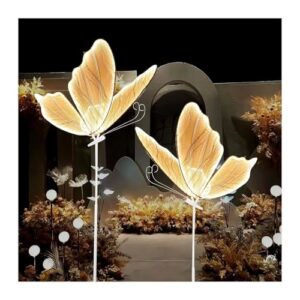 HIFRQVVC LED-Stehleuchte für Hochzeit, Schmetterlinge, LED, Schmetterling, für Hochzeit, 2 Stück, mehrfarbig, mehrere Größen (Silveryarnwarmlight, 100 cm)