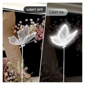 Alternative view of HIFRQVVC LED-Stehleuchte für Hochzeit, Schmetterlinge, LED, Schmetterling, für Hochzeit, 2 Stück, mehrfarbig, mehrere Größen (Goldyarnwarmlicht, 80 cm)