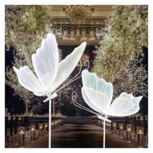 HIFRQVVC LED-Schmetterlinge für Hochzeiten, 2 Stück, mehrfarbig, für Hochzeit, mit warmem oder weißem Licht, mehrere Größen erhältlich (Weiß, 120 cm)