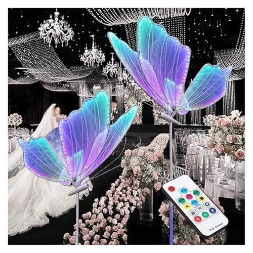 HIFRQVVC Hochzeit Schmetterlinge LED Bodenlicht Stehlampe LED RGB Schmetterling für Hochzeit, mehrere Größen (2 Stück, 60 cm)