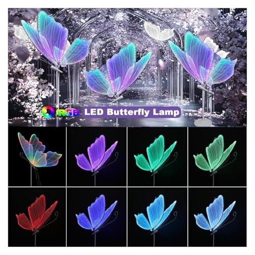 HIFRQVVC Hochzeit Schmetterlinge LED Bodenlicht Stehlampe LED RGB Schmetterling für Hochzeit, mehrere Größen (2 Stück, 60 cm) – Bild 2