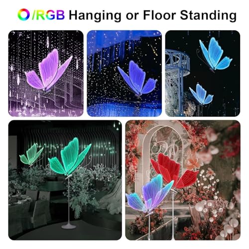 HIFRQVVC Hochzeit Schmetterlinge LED Bodenlicht Stehlampe LED RGB Schmetterling für Hochzeit, mehrere Größen (2 Stück, 60 cm) – Bild 5