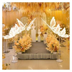 Alternative view of HIFRQVVC LED-Schmetterlinge für Hochzeit, Bodenlicht, 2 Stück, warmweiß, höhenverstellbar, mehrere Größen (Weiß, 130 cm)