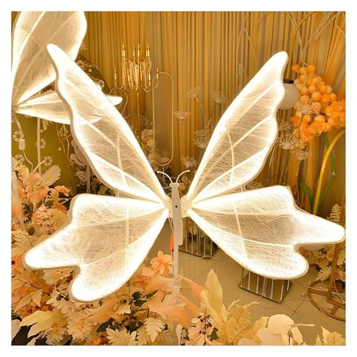HIFRQVVC LED-Schmetterlinge für Hochzeit, Bodenlicht, 2 Stück, warmweiß, höhenverstellbar, mehrere Größen (Weiß, 130 cm) – Bild 3