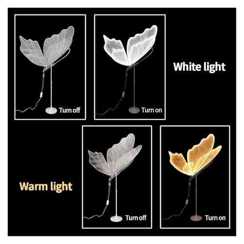 HIFRQVVC LED-Schmetterlinge für Hochzeit, Bodenlicht, 2 Stück, warmweiß, höhenverstellbar, mehrere Größen (Weiß, 130 cm) – Bild 4