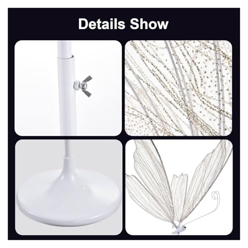 HIFRQVVC LED-Schmetterlinge für Hochzeit, Bodenlicht, 2 Stück, warmweiß, höhenverstellbar, mehrere Größen (Weiß, 130 cm) – Bild 5