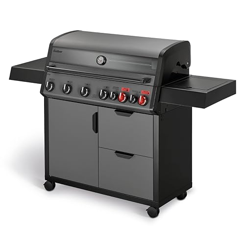 Enders Gasgrill Hyde 6 SIKR Turbo, 6-Brenner aus Edelstahl für kraftvolles direktes und indirektes Grillen, 800 °C TURBO ZONE, SWITCH GRID, Infarot-Backburner und Seitenkocher #8044