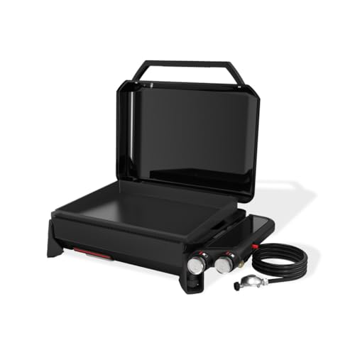 Weber Slate GP 56cm Premium Plancha Grill / 2 Brenner, Gleichmäßige Hitze bis zum Rand, Bis zu 260 °C, Porzellanemaillierte Antihaft-Grillfläche (56 x 41 cm), Höhenverstellbare Füße, Schwarz – Bild 3