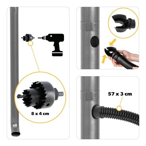 KADAX Regentonne mit im Deckel integrierter Pflanzschale 240 L, Regenfass aus Kunststoff, Regenwasserbehälter mit Wasserhahn und Standfuß, Regentank (Dunkelgrau) – Bild 4