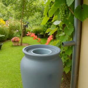 Alternative view of YourCasa Regentonne 120-230 Liter [DropCatcher] mit Filterkorb & Wasserhahn - Regenfass Frostsicher Kunststoff - Regenwassertonne - Regenwassertank Garten Wassertank Regensammler (Grau, 120L)