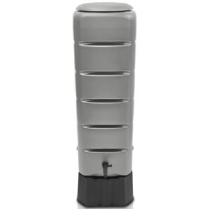 YourCasa Regentonne [Tower] 120L mit Standfuss, Deckel & Wasserhahn - Regenfass Frostsicher aus Kunststoff - Regenwassertonne - Regenwassertank Garten Wassertank Regensammler (Grau)
