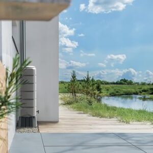 Alternative view of YourCasa Regentonne [Tower] 120L mit Standfuss, Deckel & Wasserhahn - Regenfass Frostsicher aus Kunststoff - Regenwassertonne - Regenwassertank Garten Wassertank Regensammler (Grau)